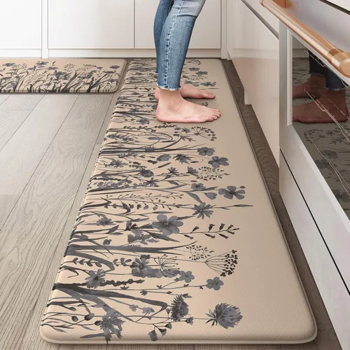 Miniatura 42 de KIMODE Tapete antifatiga para suelo de cocina, semicírculo de 18 x 28 pulgadas, de espuma viscoelástica, acolchado, antideslizante, tapetes cómodos