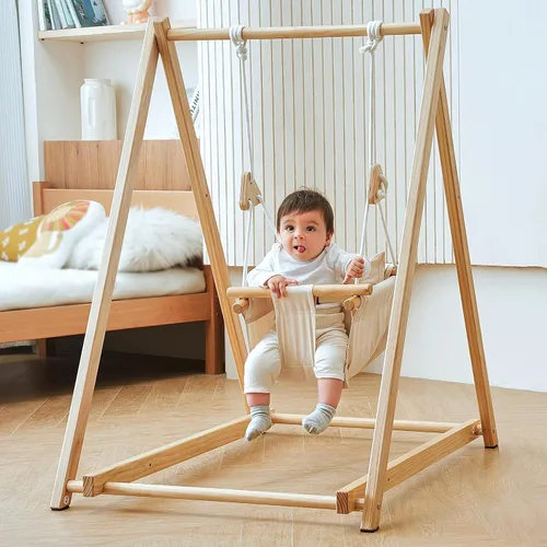 Miniatura 11 de Avenlur Spruce - Juego de columpios plegable para bebés y niños pequeños con soporte - Juego de columpios interior autoportante premium estilo Gris