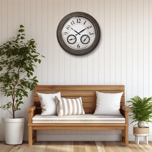 Miniatura 9 de Presentime & Co. Reloj iluminado para exteriores de 18 pulgadas, resistente al agua, reloj de pared grande iluminado con termómetro e higrómetro
