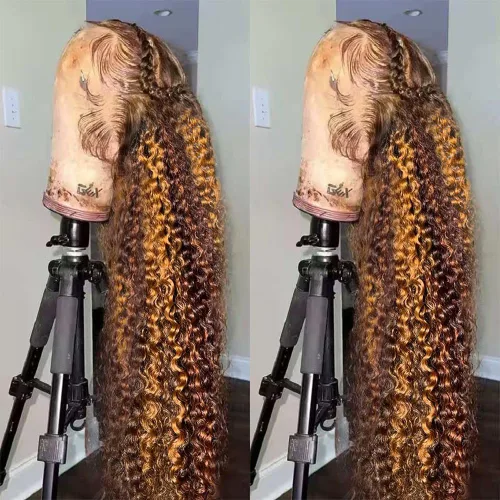 Miniatura 34 de BAIICS Pelucas de cabello humano rubio miel con encaje frontal transparente HD de 13 x 6 pulgadas, peluca frontal de encaje transparente HD 12A