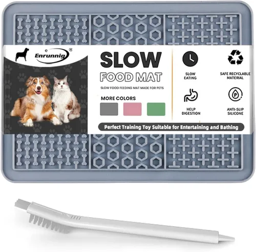 Alfombrillas para lamer perros y gatos, alimentador lento y diseño antideslizante, tapete para lamer con ventosas para aliviar la ansiedad del