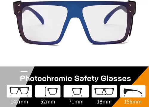 Miniatura 5 de Gafas de seguridad fotocromáticas anti luz azul UV400 con oscurecimiento automático, lentes transparentes a humo, transicionales ANSI Z87.1