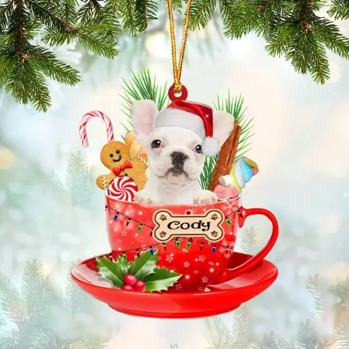 Miniatura 51 de NAZENTI Adorno personalizado de Alaskan Malamute en taza roja, adorno de Navidad personalizado para perros amantes de las mascotas, colgante