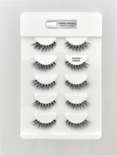 Miniatura 7 de DESIRES LASHES - Paquete múltiple de pestañas postizas Demi Wispies, 5 pares por kit, lunes 01