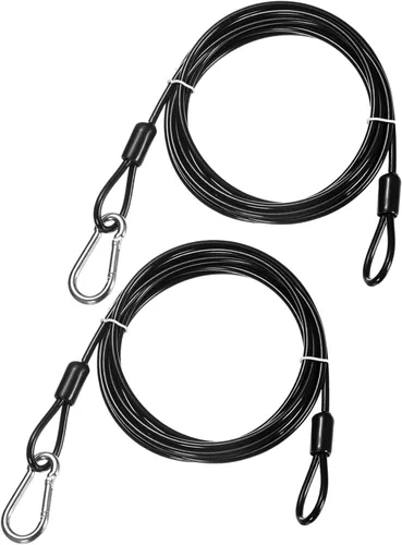 Cable de seguridad con ganchos y bucles [2 piezas] – 9.84 pies / 387.4 pulgadas de acero inoxidable para equipaje de seguridad para bicicletas,