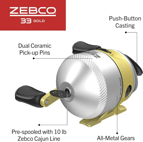 Miniatura 5 de Zebco Combo de 33 carretes Spincast y caña de pescar de 2 piezas, caña de fibra de vidrio con cómodo mango de corcho de agarre dividido, carrete