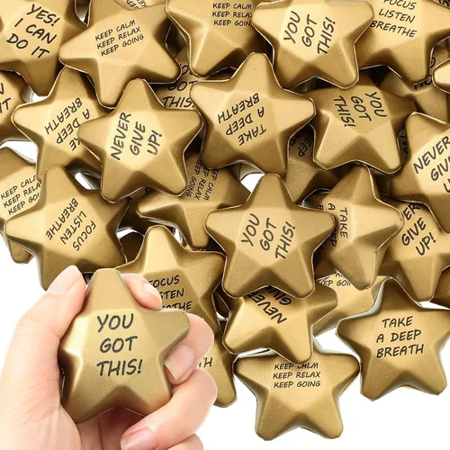 Deekin 36 bolas de estrés con forma de estrella, minibolas de espuma, juguetes para aliviar el estrés para adolescentes y adultos, rellenos de