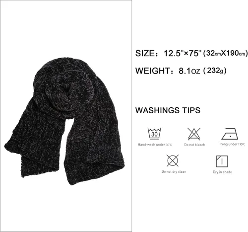 Miniatura 3 de SOJOS Chal de punto grueso acanalado de felpilla ligero y ultra suave para mujer, para otoño e invierno, chal envolvente SC326
