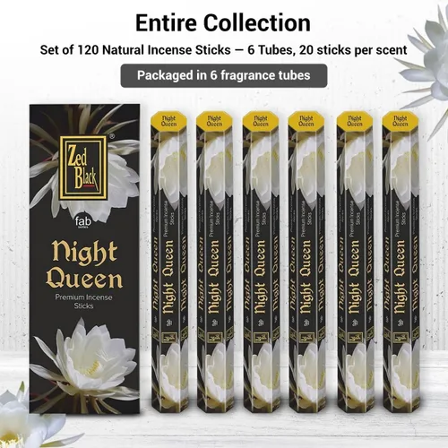 Miniatura 9 de Night Queen - Varitas de incienso 120 unidades Relajación premium Aroma de yoga y meditación ZED BLACK Reina de la noche