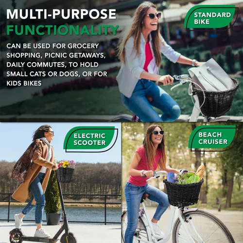 Miniatura 4 de ProSource Bicycle Front Basket for All Ages, Detachable Bike Basket with Adjustable Straps, Fits Most Bikes, 15LB Capacity