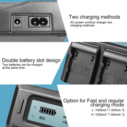 Miniatura 5 de BM Premium Paquete de 2 baterías EN-EL15C y cargador de batería LCD de doble bahía para Nikon Zf, ZR, Z5, Z5 II, Z6, Z6 III, Z7, Z7II, Z8, D780