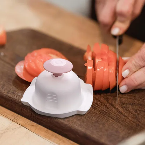 Miniatura 10 de Hemoton Soporte de seguridad alimentaria para rebanador de mandolina, paquete de 2 unidades de cortador de verduras, protector de dedos, protector