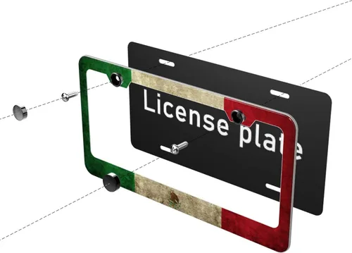 Miniatura 4 de Marco de matrícula con bandera mexicana – Soporte de matrícula de metal de aluminio con bandera de México, accesorios de automóvil, tamaño del marco