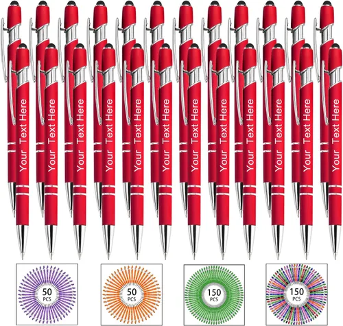 Miniatura 43 de Hasta 500 bolígrafos personalizados a granel, bolígrafo grabado personalizado con punta de lápiz capacitivo, carcasa multicolor retráctil, bolígrafo