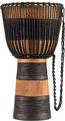 Miniatura 5 de Meinl Percussion ADJ3-L+BAG Cuerda de estilo africano afinada de madera Djembe de 12 pulgadas con bolsa, marrón/negro