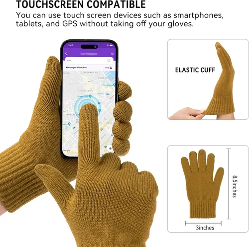Miniatura 6 de OZERO Juego de 3 piezas de gorro de invierno y bufanda para mujeres y hombres: guantes para pantalla táctil, gorro de punto, calentador de cuello