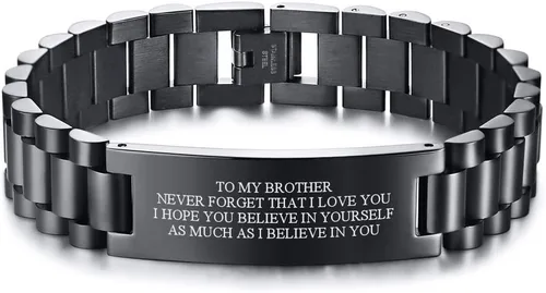 MEALGUET Pulsera de regalo para hombre, mensaje inspirador grabado, idea de regalo para cuñado, regalo de graduación de cumpleaños de hermana y