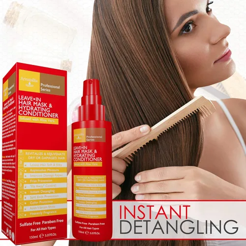 Miniatura 7 de Arvazallia Mascarilla capilar sin enjuague y acondicionador hidratante en aerosol para cabello seco o dañado, acondicionador e hidratante de grado