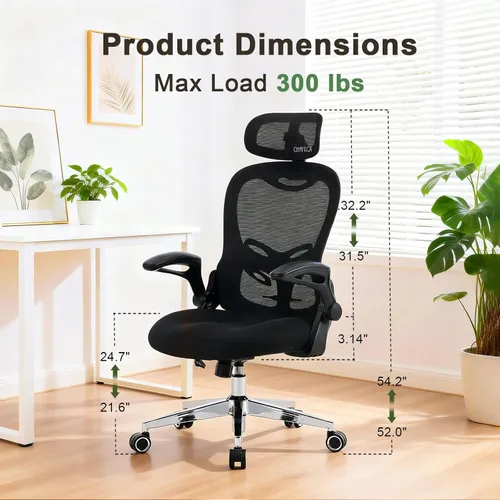 Miniatura 2 de Silla de oficina, silla de oficina para oficina en casa cómoda en casa y estudio, silla de computadora de malla de respaldo alto con soporte lumbar