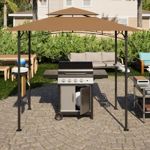 Miniatura 7 de Gazebo de parrilla de 8 x 5 pies, carpa de parrilla para parrilla al aire libre, gazebo de barbacoa de doble nivel con marco de acero, dos estantes