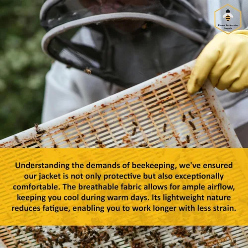 Miniatura 5 de Chaqueta de apicultura con velo y guantes de esgrima, chaqueta de abeja de algodón para hombres y mujeres, cremalleras de latón de alta resistencia