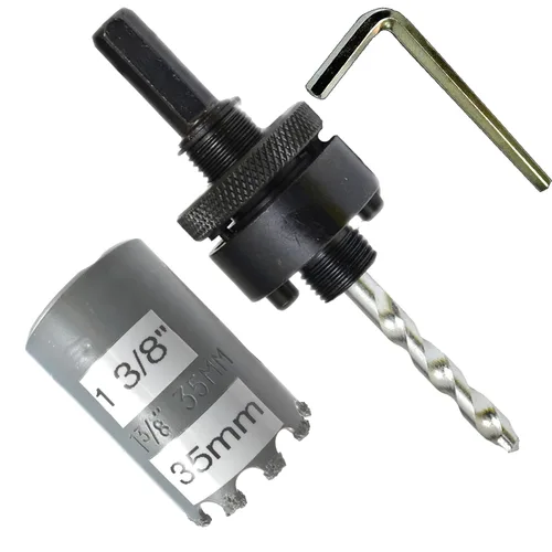 Miniatura 12 de Sierra de agujero HSS con mandril piloto de 2 piezas de alta velocidad para perforar madera y acero, broca de 1/4" de diámetro y eje, broca piloto