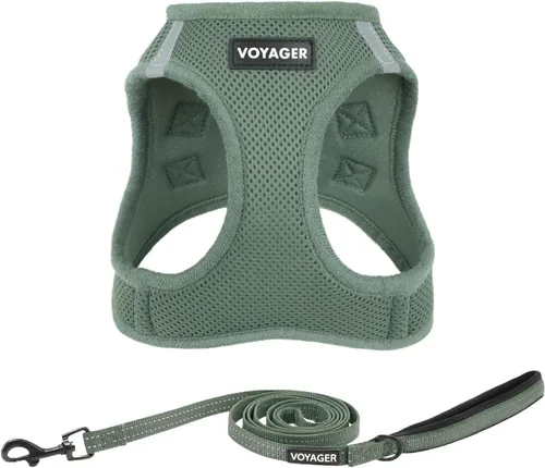 Miniatura 17 de Combo de arnés de malla Voyager Step-in Air para todo clima y correa reflectante para perro de 5 pies con mango de neopreno, para cachorros de razas