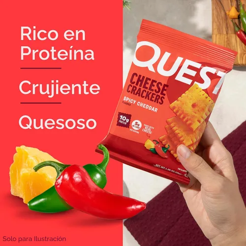 Miniatura 6 de Quest Nutrition - Galletas de queso cheddar picante, 0.35 oz de proteína, bajas en carbohidratos, hechas con queso real, 12