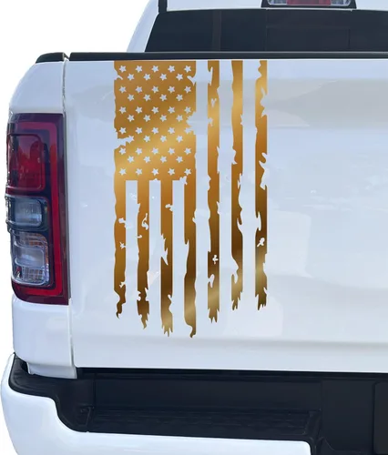 Miniatura 20 de Aldera Graphics Calcomanía de vinilo con la bandera de Estados Unidos de Estados Unidos envejecida compatible con la mayoría de las camionetas