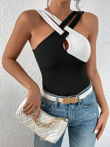 Miniatura 4 de SOLY HUX Camisola de verano sin mangas con corte frontal cruzado para mujer