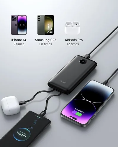 Miniatura 4 de Cargador Portátil, Paquete de 2 Bancos de Energía de 10000mAh, Estación de Carga Compartida, Paquete de Batería de Carga Rápida de 15W, Cargador