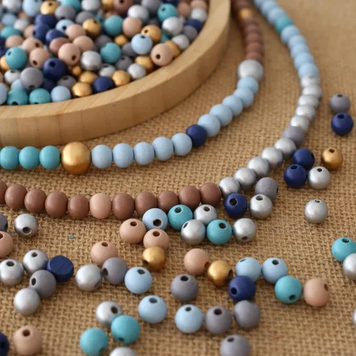 Miniatura 5 de ToBeIT 1000 cuentas de madera de macramé, cuentas redondas de colores de granja para manualidades, fabricación de joyas (azul-0.315 pulgadas)