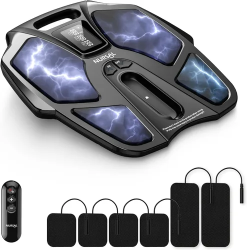 NURSAL Masajeador de pies EMS para neuropatía, estimulador muscular eléctrico para circulación de pies y piernas, unidad TENS para pies con 6