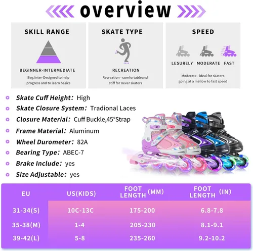 Miniatura 5 de Nattork Blade - Patines para niños con rueda iluminada, para exteriores e interiores, patines negros en línea iluminados para niños pequeños de 5 a