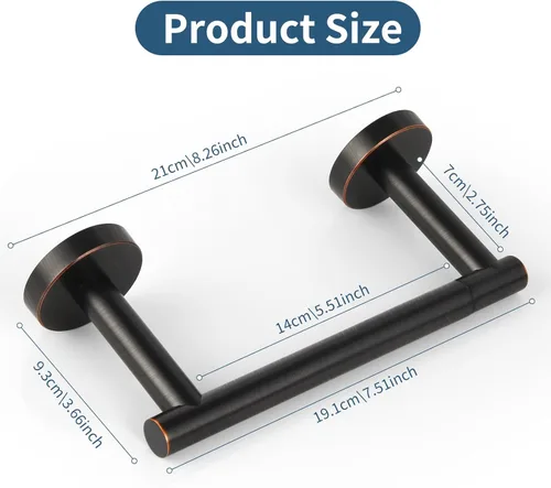 Miniatura 6 de Newfun Soporte de papel higiénico de bronce aceitado, SUS 304 de acero inoxidable ajustable de doble poste giratorio soporte de rollo de papel