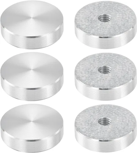 Miniatura 8 de uxcell M6 Rosca 0.787 in de diámetro de forma redonda de aluminio disco hardware 1pcs, aluminio círculo disco vidrio adaptador superior para mesa