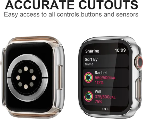 Miniatura 4 de Pack de 6 fundas para Apple Watch Series 11/10 de 42 mm con protector de pantalla de vidrio templado, BHARVEST Funda protectora de policarbonato