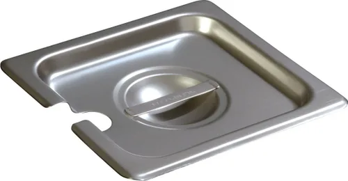 Carlisle FoodService Products Durapan - Tapa para sartén de alimentos de acero inoxidable de tamaño 1/6 con mango cóncavo para catering, bufés,