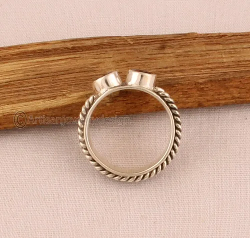 Miniatura 4 de 925 Sterling Silver Ring, Handmade Spinner Ring, Two Ton Rings, Narrow Spinner Ring, Minimalist Ring Silver, Natural Garnet Ring, Boho Ring Women