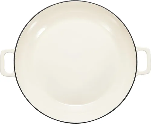 Miniatura 4 de Amazon Basics Cacerola Sartén Redonda de Hierro Fundido Esmaltado con Tapa para Horno, 3.3 Cuartos, Blanco