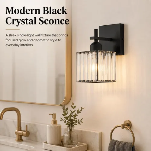 Miniatura 2 de Aplique de pared moderno negro, luminaria interior cableada de 1 luz con casquillo de cerámica E26 para dormitorio, pasillo, sala de estar