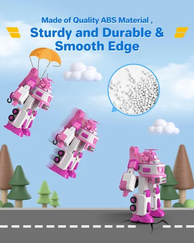 Miniatura 3 de Super Wings - Remolque de rescate de Dizzy's de 7 pies con mini figura rosa de Transform-a-Bot de 2 pies, juego de vehículos de juguete de avión