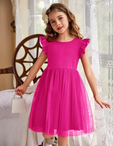 Miniatura 2 de Arshiner Vestido tutú para niñas pequeñas, vestidos de verano esponjosos, vestidos casuales de fiesta de tul para niños de 2 a 6 años