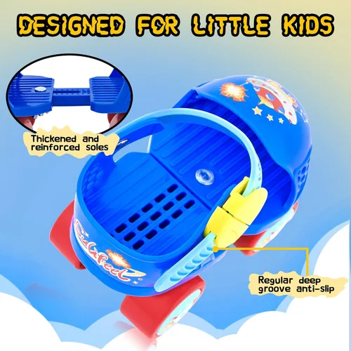 Miniatura 4 de SULIFEEL Patines de ruedas cuádruples ajustables para niños, patines de ruedas para principiantes para niñas y niños de 2 a 5 años de edad Azul