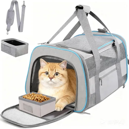 Miniatura 7 de Transportín para gatos y perros pequeños, gatitos, cachorros, transportín para mascotas para gatos pequeños y medianos de menos de 15 libras, Rojo