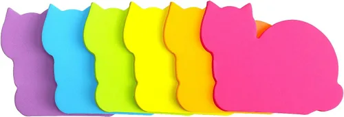 Miniatura 2 de Notas adhesivas lindas de gatos, bloc de notas autoadhesivas de 6 colores brillantes, 75 hojas por bloc