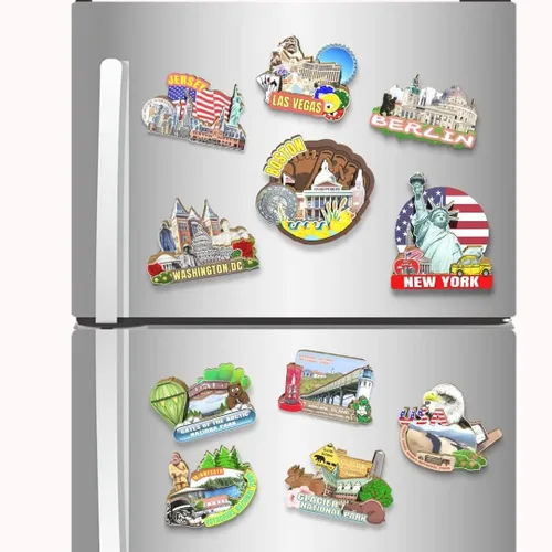 Miniatura 4 de Imán de Boston de los E.E.U.U. Imán del refrigerador de madera 3D hitos de viaje coleccionable recuerdos decoración hecho a mano 3