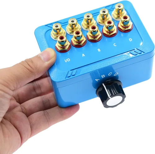 Sin alimentación externa Sin ruido 4 vías 1 en 4 salida o 4 en 1 salida Audio Selector de sonido RCA hembra estéreo 4 canales Splitter switcher Caja