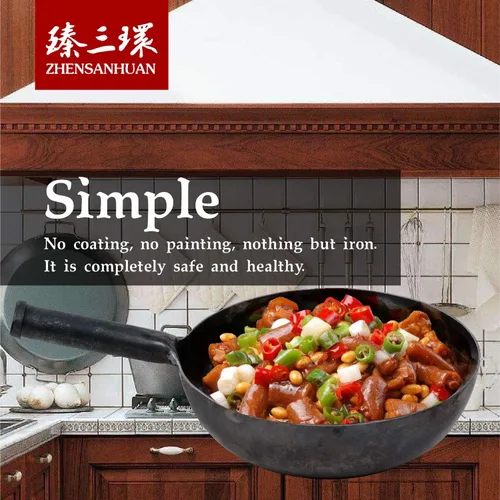 Miniatura 6 de ZhenSanHuan - Woks chinos de hierro martillado a mano y sartenes para freír, antiadherentes, sin revestimiento, apto para inducción, 的的,Un bocado