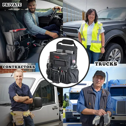 Miniatura 10 de Tidify Organizador de Asiento Delantero de Coche [2025 ACTUALIZADO] con Almacenamiento Dedicado para Tablet y Laptop, Correas Laterales
